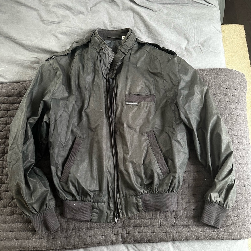Vintage Members Only Men's Black Bomber Jacket